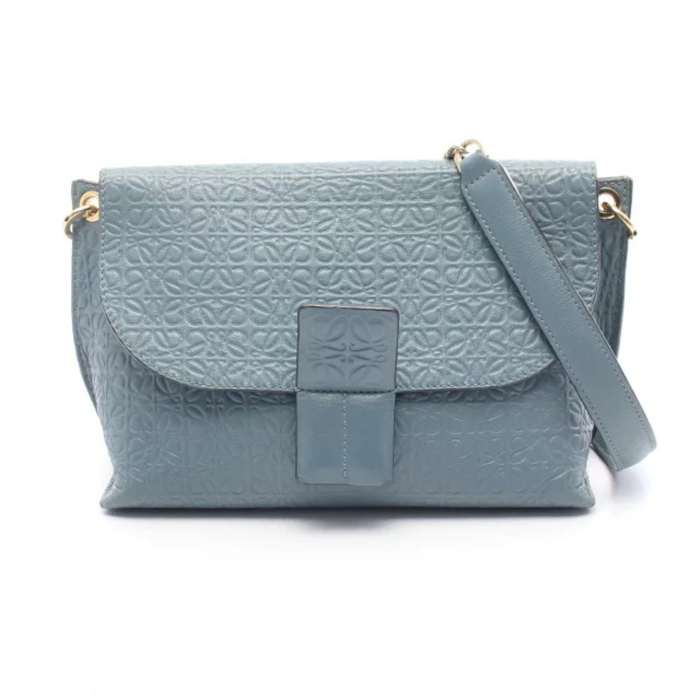 Loewe Avenue Repeat Anagram Shoulder Bag Leather Blue